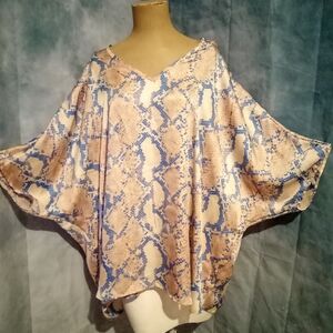 Adrienne Vibrant Blue and Cream Snake Print Top